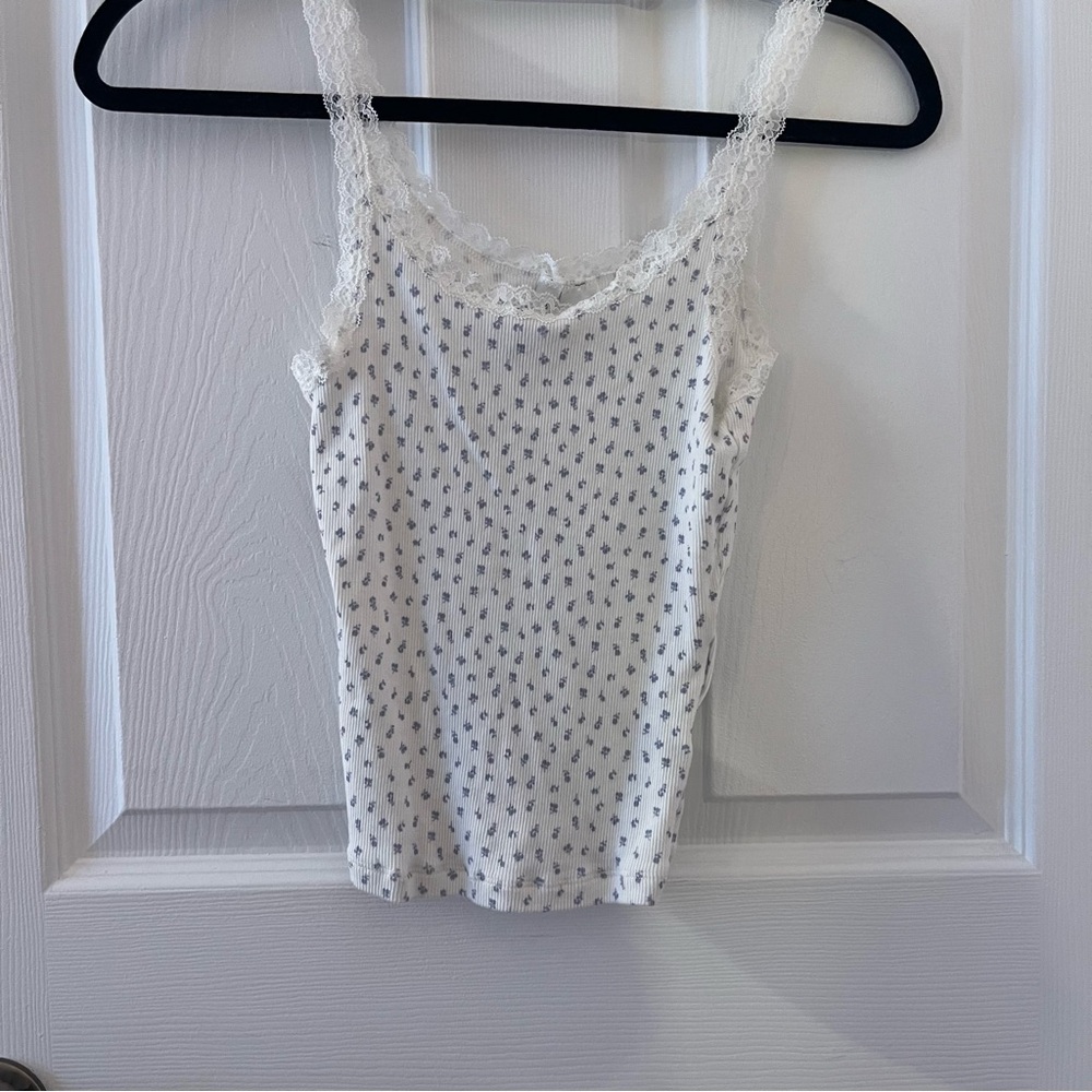 White Lace Trimmed Women's Top